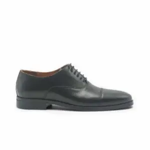 Men's Classic Black Leather Cap-Toe Oxford Shoes