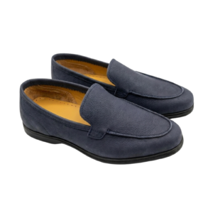 Men's Premium Navy Blue Textured Leather Penny Loafers