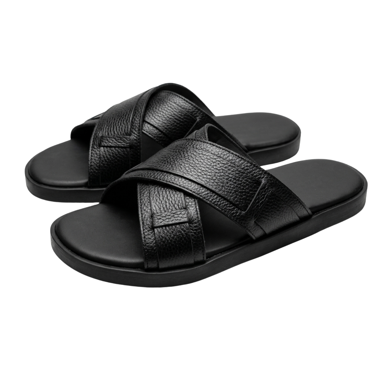 Men's Genuine Leather Cross-Strap Sandals