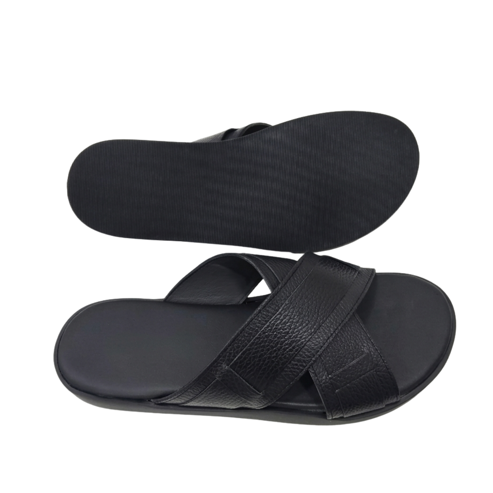 Men's Genuine Leather Cross-Strap Sandals - Image 2