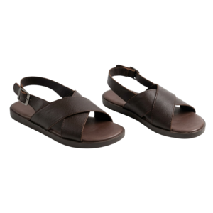 Men's Premium Dark Brown Criss-Cross Leather Sandals